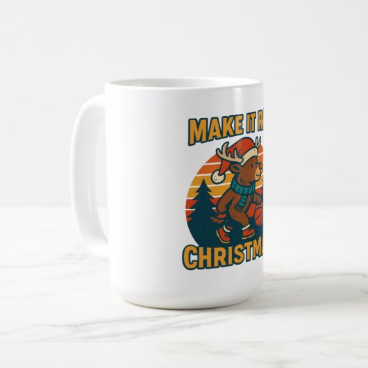 Make it Rein - Retro 80s Reindeer Christmas Design Koffiemok (Voorkant links)