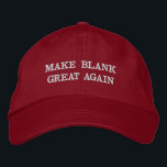 Make (Jouw tekst) Great Again Petten<br><div class="desc">Maak er weer iets moois van! Nu kunt u uw eigen Make America Great Again-Pet maken! Verander gewoon het "blanco" woord in plaats van Amerika, naar alles wat je leuk vindt! Klik op de knop Aanpassen om dit honkbal pet VOLLEDIG aan te passen. Kies uit vele pet kleuren en draad...</div>