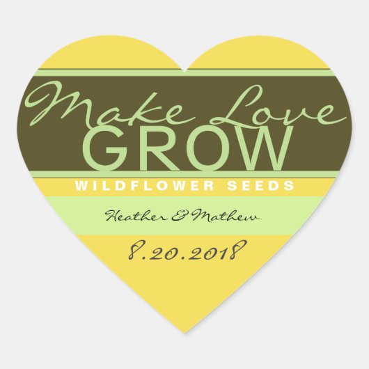 Make Love Grow hart Stickers (Voorkant)