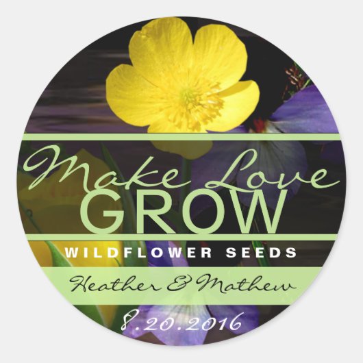 Make Love Grow Zonnebloem Stickers (Voorkant)