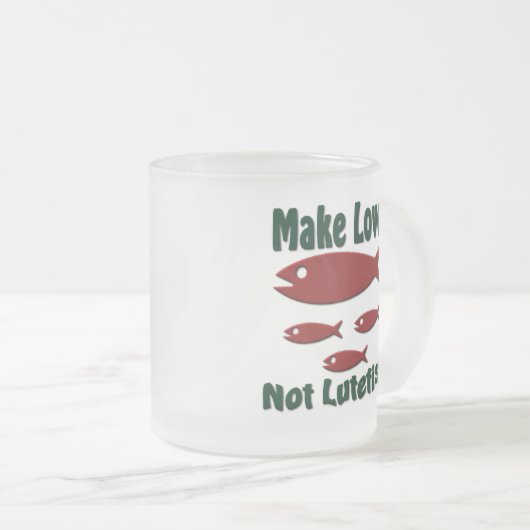 Make Love not Lutefisk Funny Scandinavian Matglas Koffiemok (Voorkant rechts)