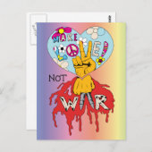 Make Love not War 2 ~ 60s Hippie Peace Sign Briefkaart (Voorkant / Achterkant)