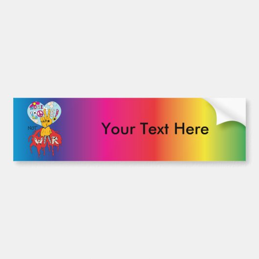 Make Love not War 2 ~ 60s Hippie Peace Sign Bumpersticker (Voorkant)