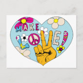 Make Love Not War ~ 60s Hippie Peace Sign Briefkaart (Voorkant)