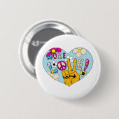 Make Love Not War ~ 60s Hippie Peace Sign Ronde Button 5,7 Cm (Voorkant /achterkant)