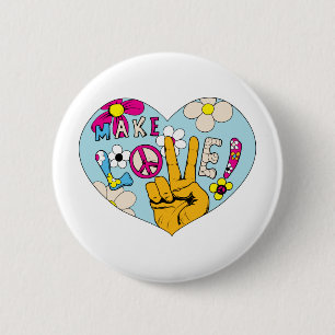 Make Love Not War ~ 60s Hippie Peace Sign Ronde Button 5,7 Cm