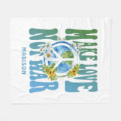 Make Love Not War Floral World Peace Sign Voeg naa Fleece Deken (Voorkant (Horizontaal))