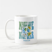 Make Love Not War Floral World Peace Sign Voeg naa Koffiemok (Links)