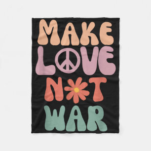 Make Love Not War Hippie 70s Peace Daisy Grappig Fleece Deken