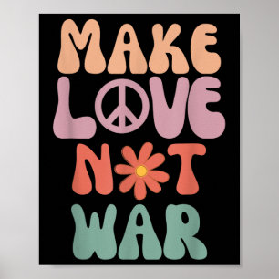 Make Love Not War Hippie 70s Peace Daisy Grappig Poster