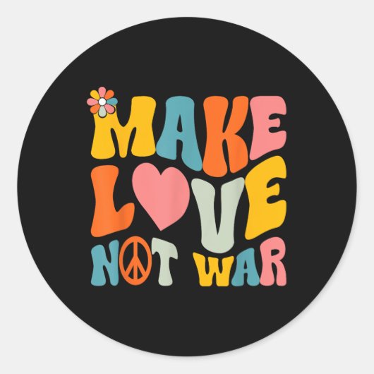 Make Love Not War Hippie jaren 60 jaren 70 Groovy  Ronde Sticker (Voorkant)