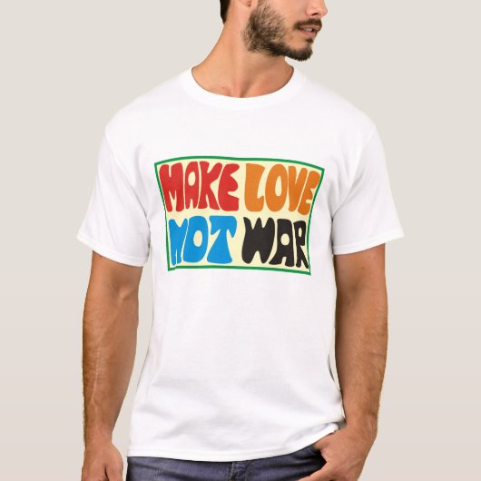 make love not war Hippie Spruch T-shirt (Voorkant)