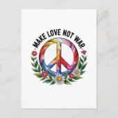 Make Love Not War Peace Sign and Cute Flowers Briefkaart (Voorkant)