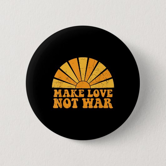 Make Love Not War Peace Sunshine Groovy Retro Vint Ronde Button 5,7 Cm (Voorkant)