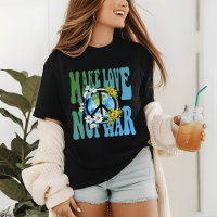 Make Love Not War Retro Hippie Floral Peace Sign
