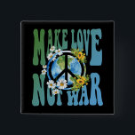 Make Love Not War Retro Hippie Floral Peace Sign Vierkante Button 5,1 Cm<br><div class="desc">Merk Love Not War Retro Hippie Floral Peace Sign Buttonnen Pins kenmerkt de tekst "Make love not war" in de moderne typografie die is geaccentueerd met zonnebloemen en lawines rond een wereld in een vredesteken. Ontworpen door Evco Studio www.zazzle.com/store/evcostudio</div>