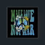 Make Love Not War Retro Hippie Floral Peace Sign Vierkante Button 5,1 Cm<br><div class="desc">Merk Love Not War Retro Hippie Floral Peace Sign Buttonnen Pins kenmerkt de tekst "Make love not war" in de moderne typografie die is geaccentueerd met zonnebloemen en lawines rond een wereld in een vredesteken. Ontworpen door Evco Studio www.zazzle.com/store/evcostudio</div>