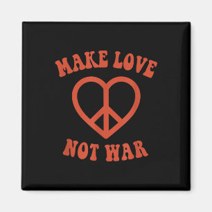 Make Love Not War Retro Hippie Peace Sign Magneet