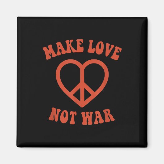 Make Love Not War Retro Hippie Peace Sign Magneet (Voorkant)