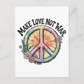 Make Love Not War tie-dye peace sign and flowers Briefkaart (Voorkant)