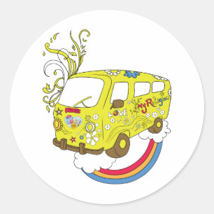 Make Love Not War Van ~ 60s Hippie Vredesbord Ronde Sticker