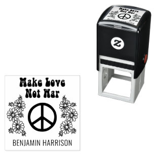 Make Love Not War Vredesteken Madeliefjes Naam Zelfinktende Stempel