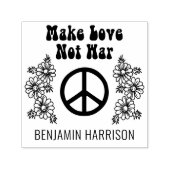Make Love Not War Vredesteken Madeliefjes Naam Zelfinktende Stempel (Design)