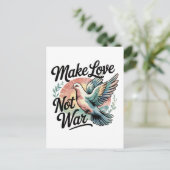 Make Love Not War Watercolor Dove Briefkaart (Staand voorkant)