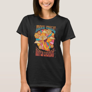Make Magic Happen Hippie Botanical Groovy Retro 70 T-shirt