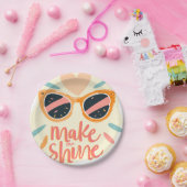 Make Me Shine Quote Cute Retro Sunglasses Papieren Bordje (Feest)