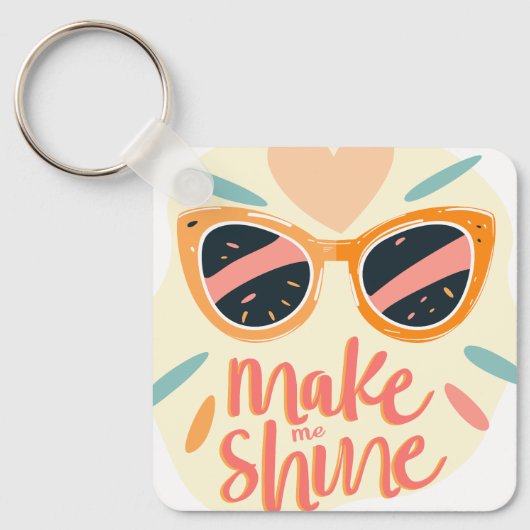 Make Me Shine Quote Cute Retro Sunglasses Sleutelhanger (Voorkant)