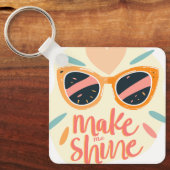 Make Me Shine Quote Cute Retro Sunglasses Sleutelhanger (Voorkant)