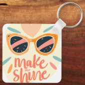 Make Me Shine Quote Cute Retro Sunglasses Sleutelhanger (Achterkant)