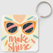 Make Me Shine Quote Cute Retro Sunglasses Sleutelhanger (Achterkant)