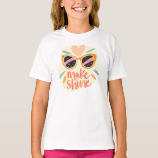 Make Me Shine Quote Cute Retro Sunglasses T-shirt