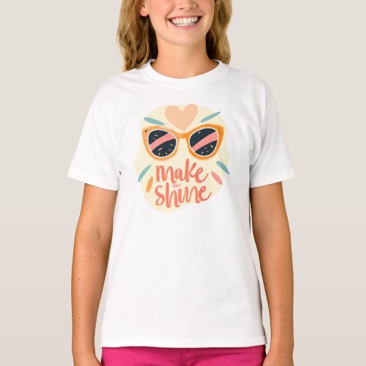 Make Me Shine Quote Cute Retro Sunglasses T-shirt (Voorkant)