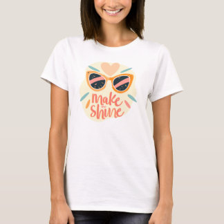 Make Me Shine Quote Cute Retro Sunglasses T-shirt