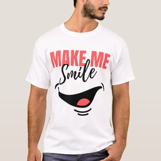 MAKE ME SMILE Bright and Playful Cartoon Graphic T-shirt (Voorkant)