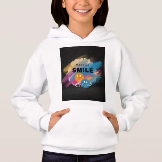 "MAKE ME SMILE" hoodie ontwerp. (Voorkant)