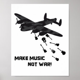 Make Music Not War Vliegtuig Gitaar Love Peace Pac Poster