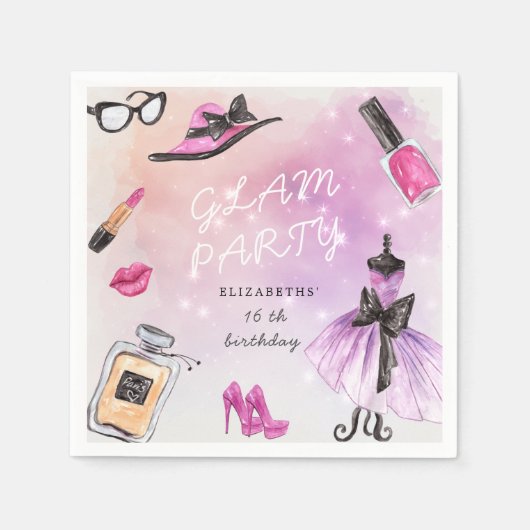 make-over glam sparkle verjaardagsfeest servet (Voorkant)