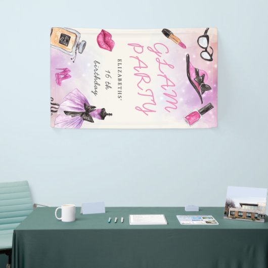 make-over glam sparkle verjaardagsfeest spandoek (Beurs)