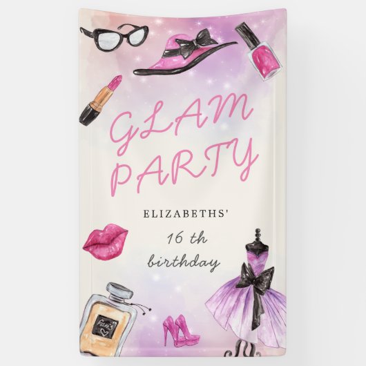 make-over glam sparkle verjaardagsfeest spandoek (Verticaal)