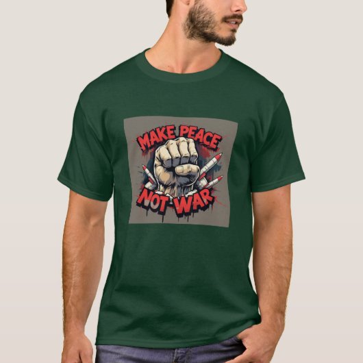 "Make Peace Not War" is een Mannen raket T-shirt (Voorkant)