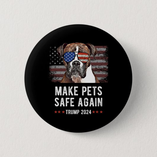 Make Pets Safe Again Boxer Hond Trump Ronde Button 5,7 Cm (Voorkant)
