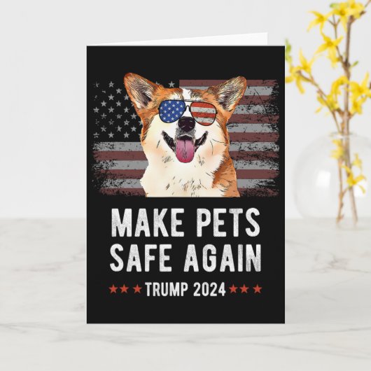 Make Pets Safe Again Corgi Hond Trump 2024 Kaart (Gele Bloem)