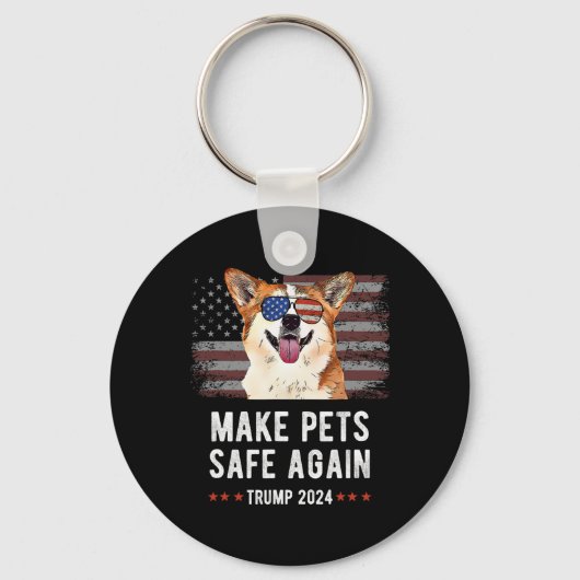 Make Pets Safe Again Corgi Hond Trump Sleutelhanger (Voorkant)
