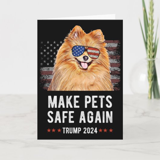 Make Pets Safe Again Pomeranian Dog Trump 2024  Kaart (Voorkant)