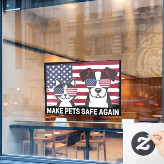 Make Pets Safe Again Trump Harris Debat 2024 Raamsticker (Cafe Raam)