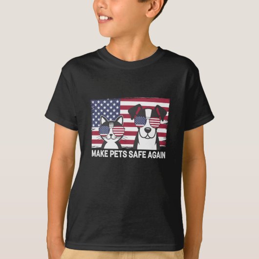 Make Pets Safe Again Trump Harris Debat 2024 T-shirt (Voorkant)